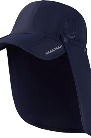 BASSDASH Gorra de béisbol plegable UPF 50+ con solapa extraíble para el cuello, portátil para hombres, mujeres, golf, senderismo
