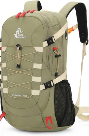 Bseash Mochila de senderismo impermeable de 40 litros con cubierta para la lluvia, bolsa de viaje para deportes al aire libre, mochila para acampar, escalar, esquiar, andar en bicicleta (verde guisante)
