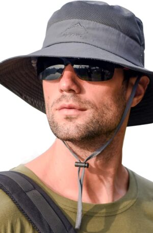 Sombreros de sol para hombres y mujeres sombrero de pesca UPF 50+ transpirable ala ancha verano protección UV sombrero