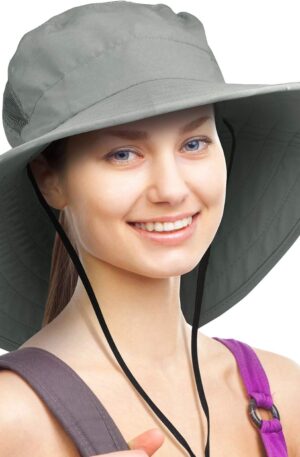 Solaris Sombrero de sol de ala ancha para mujer, protección solar UPF 50+, sombrero al aire libre para jardinería, senderismo, safari