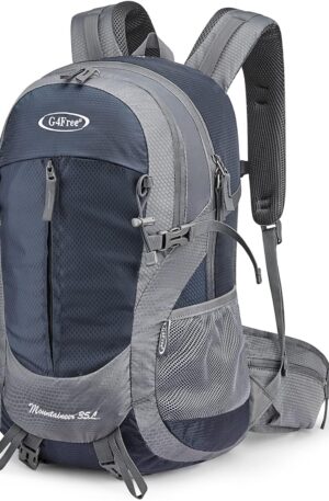 Mochila de trekking G4Free de 35 L, resistente al agua, mochila de viaje para deportes al aire libre, ligera con cubierta para la lluvia para mujeres y hombres